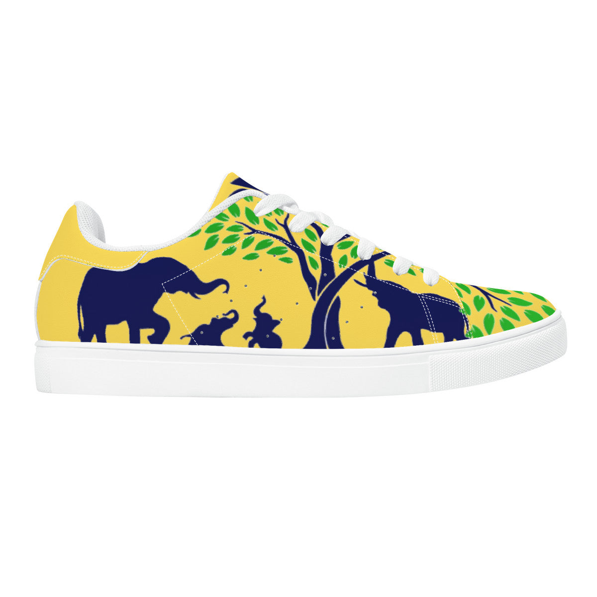 RCO-D27 Low-Top Synthetic Leather Sneakers - Yellow AOP