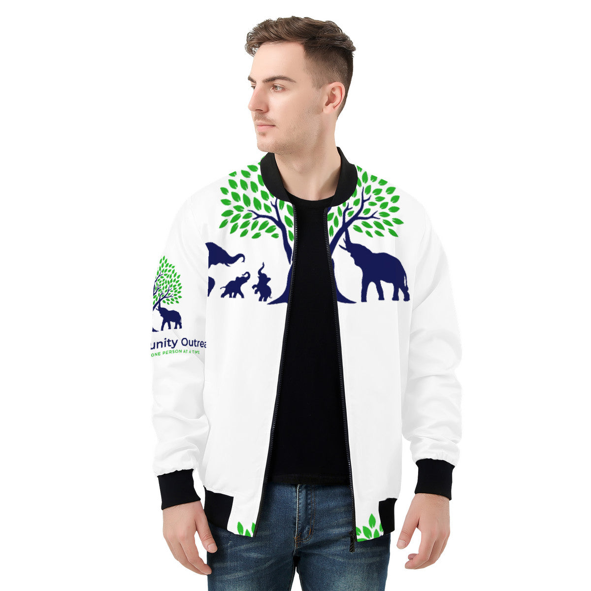 RCO-SF_D81 Unisex Bomber Jacket-White