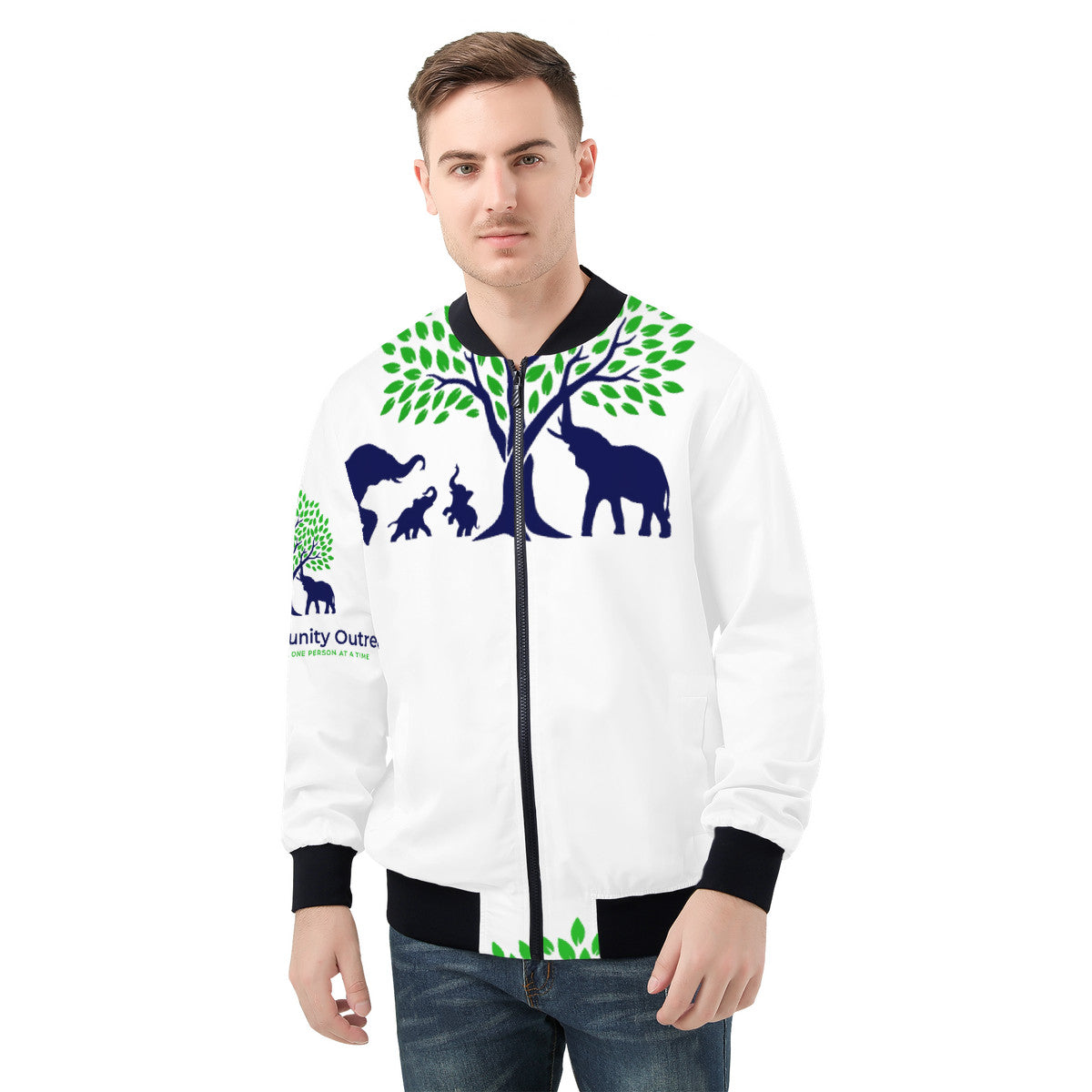 RCO-SF_D81 Unisex Bomber Jacket-White