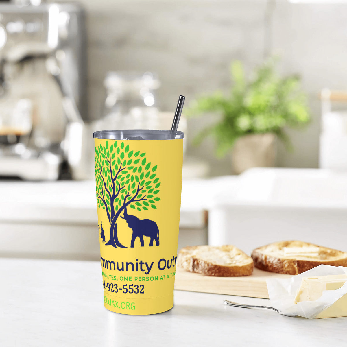 RCO-HC_C81 20oz Stainless Steel Straw Lid Cup-Yellow