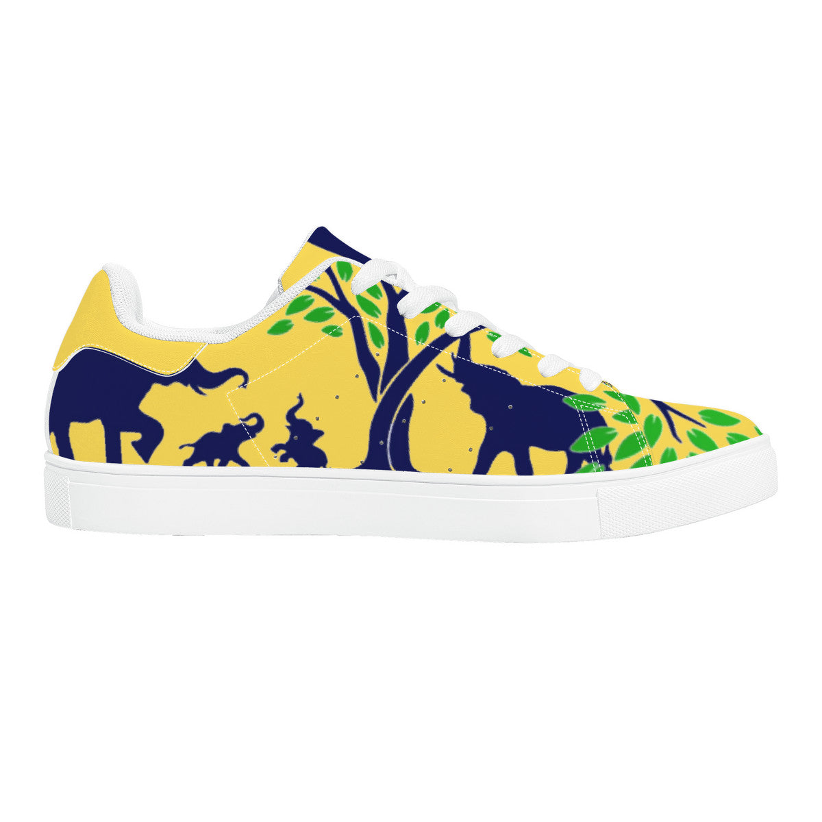 RCO-D27 Low-Top Synthetic Leather Sneakers - Yellow AOP