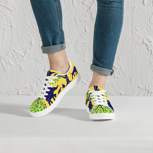 RCO-D27 Low-Top Synthetic Leather Sneakers - Yellow AOP