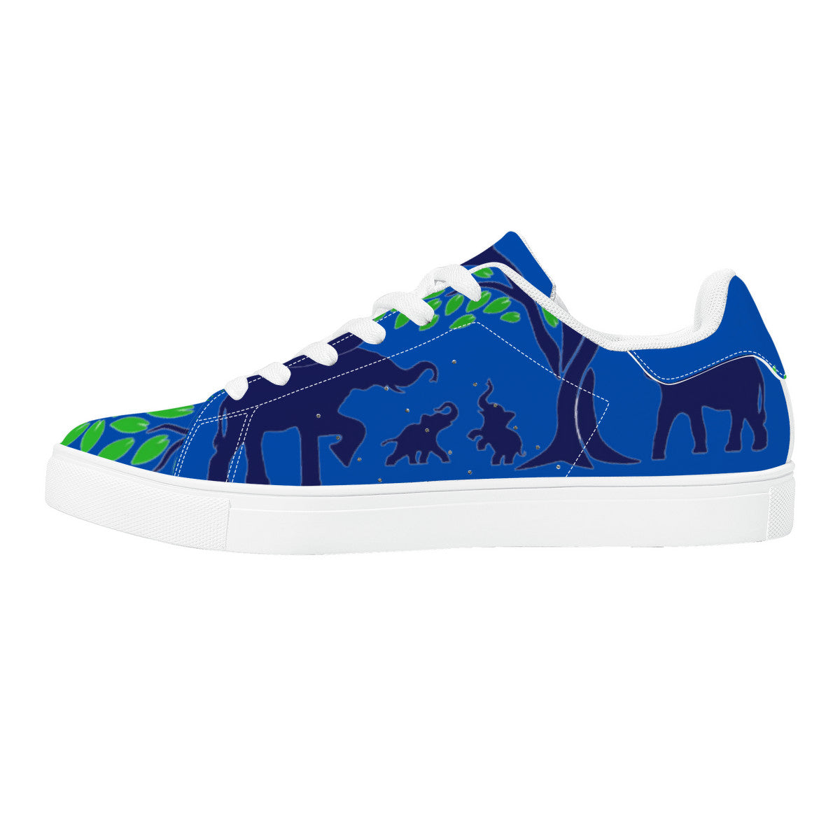 RCO-D27 Low-Top Synthetic Leather Sneakers - Blue AOP