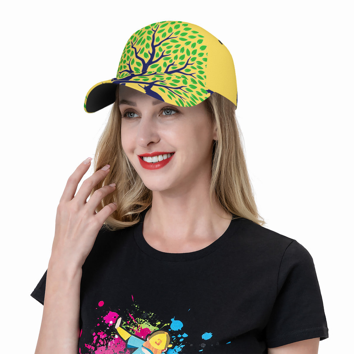 RCO-HC_T9 Curved Brim Baseball Cap (AOP)-Yellow