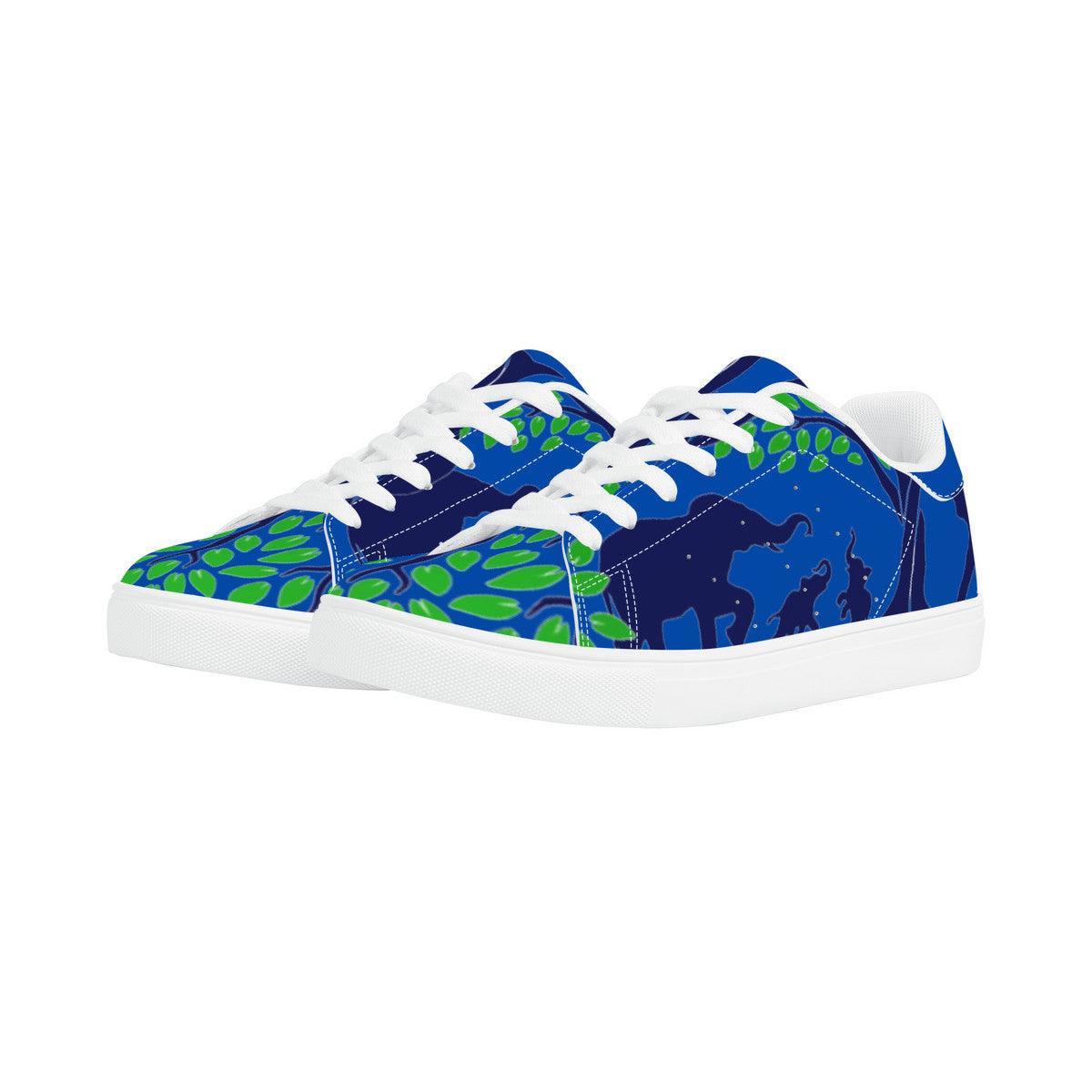 RCO-D27 Low-Top Synthetic Leather Sneakers - Blue AOP