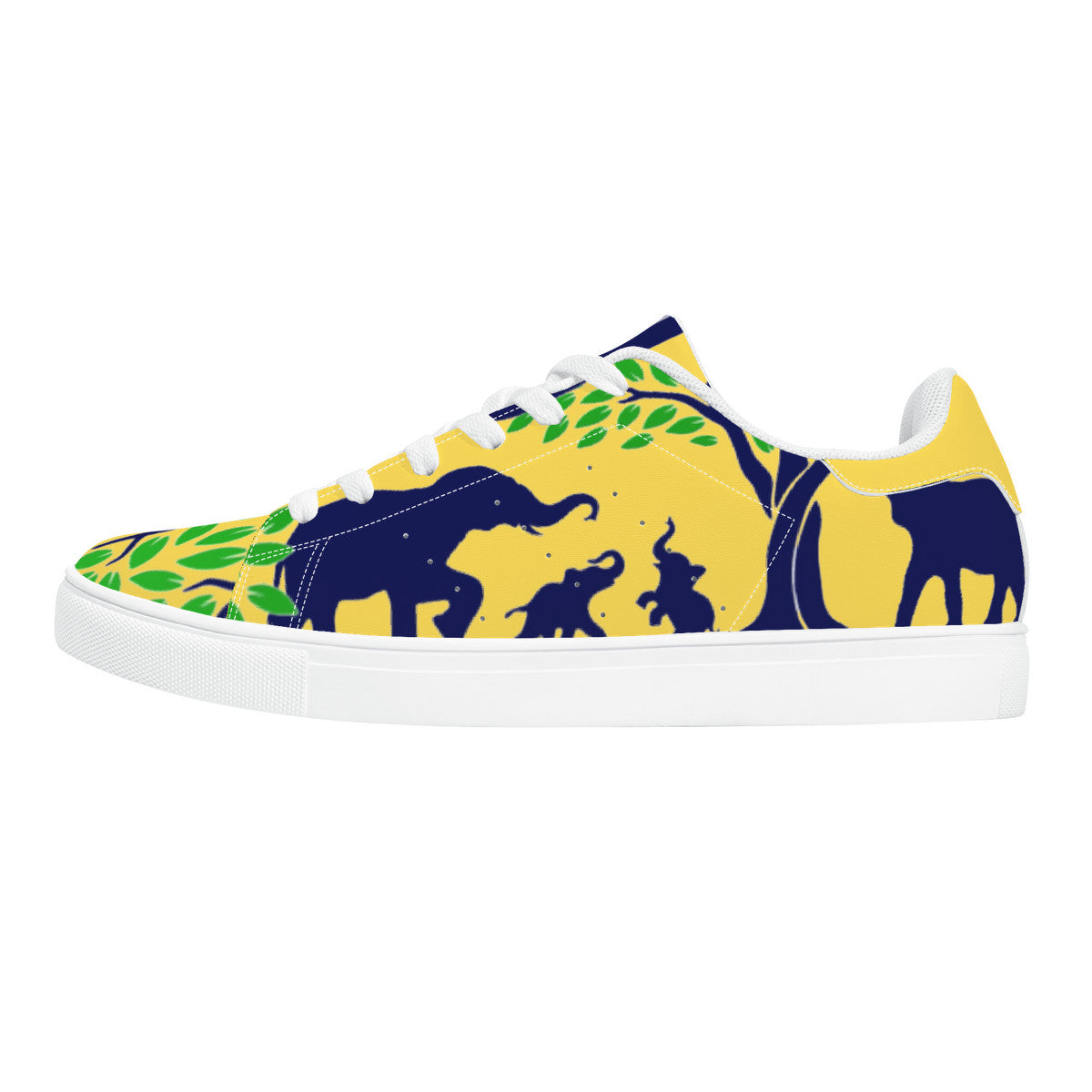 RCO-D27 Low-Top Synthetic Leather Sneakers - Yellow AOP