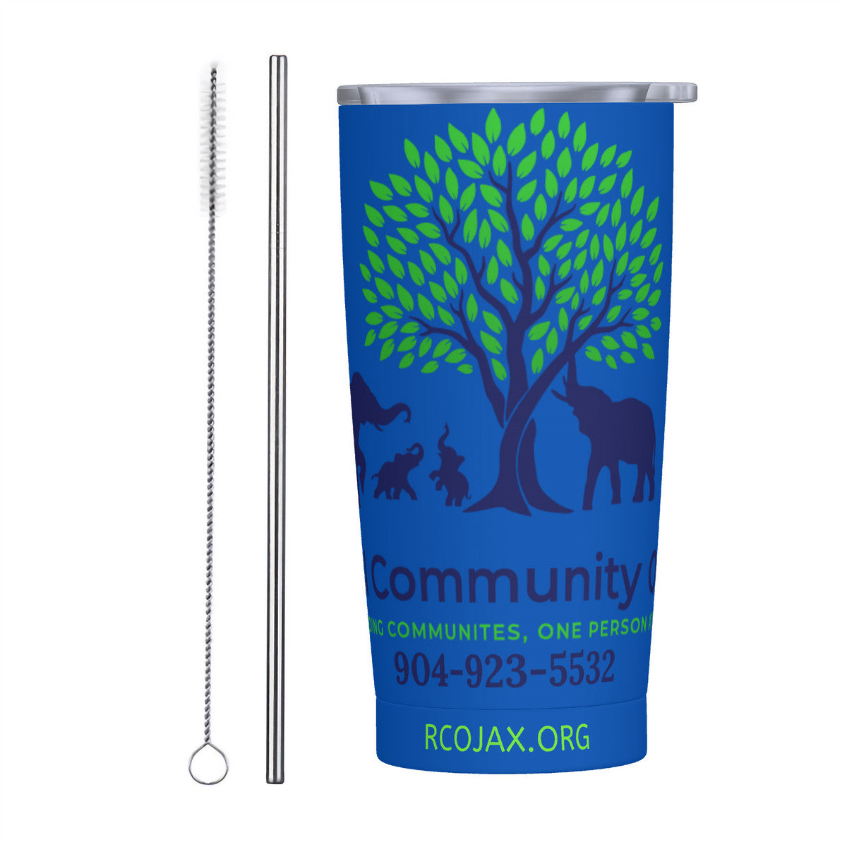 RCO-HC_C81 20oz Stainless Steel Straw Lid Cup-Blue