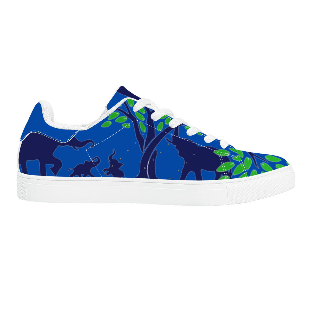 RCO-D27 Low-Top Synthetic Leather Sneakers - Blue AOP