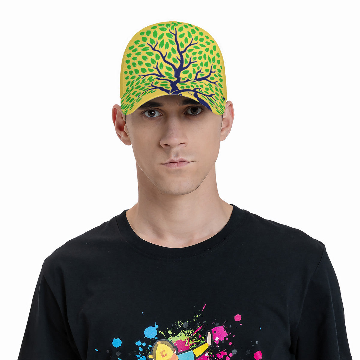 RCO-HC_T9 Curved Brim Baseball Cap (AOP)-Yellow