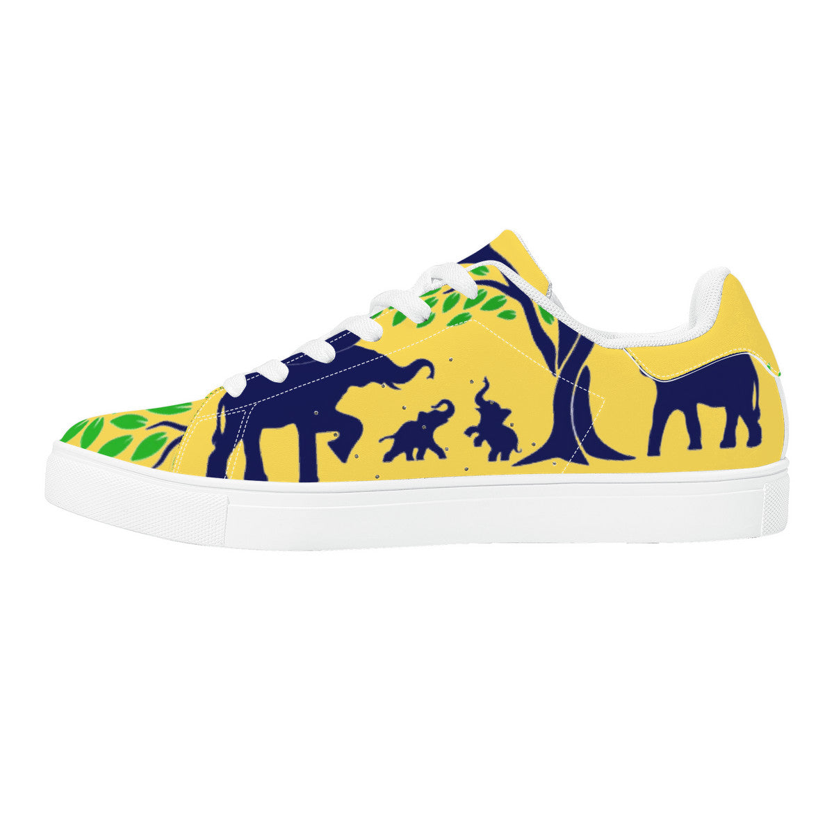 RCO-D27 Low-Top Synthetic Leather Sneakers - Yellow AOP