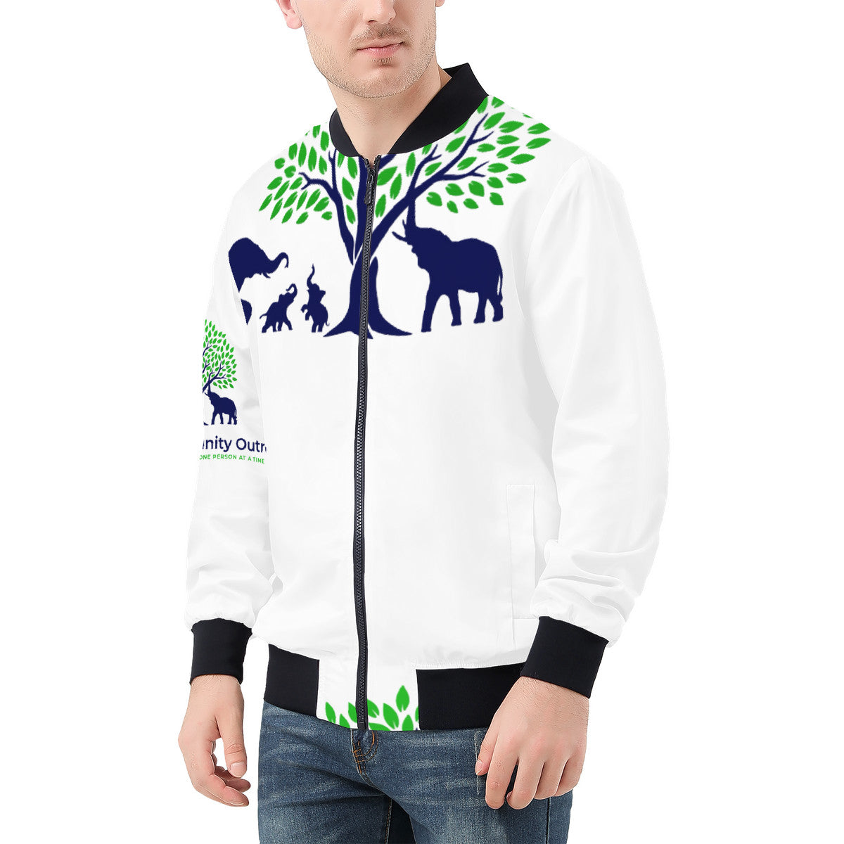 RCO-SF_D81 Unisex Bomber Jacket-White